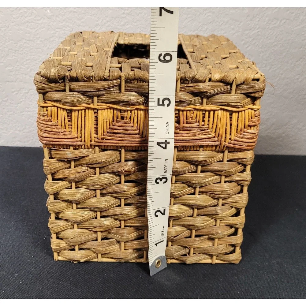 Decorative Woven Rattan or Wicker Square Tissue Box Cover